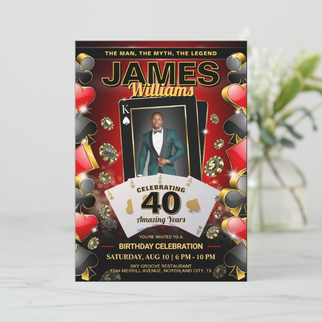 Invitación personalizada para fiesta de cumpleaños (Anverso de pie)