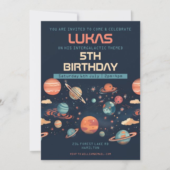 Invitación personalizada para fiesta de cumpleaños (Anverso)