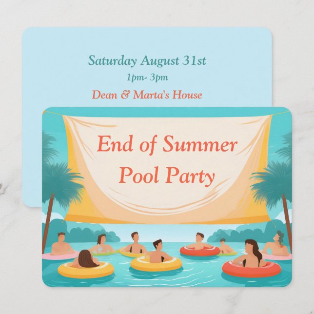 Invitación personalizada para fiesta de fin de ver (Anverso / Reverso)