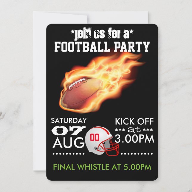 Invitación personalizada para fiesta de fútbol ame (Anverso)