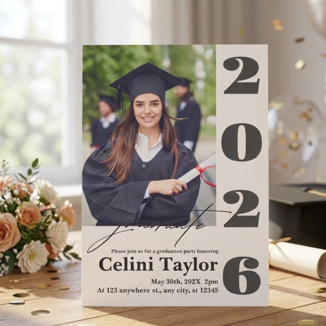 Invitación personalizada para fiesta de graduación (Photo Graduation Party Invitation 2026)