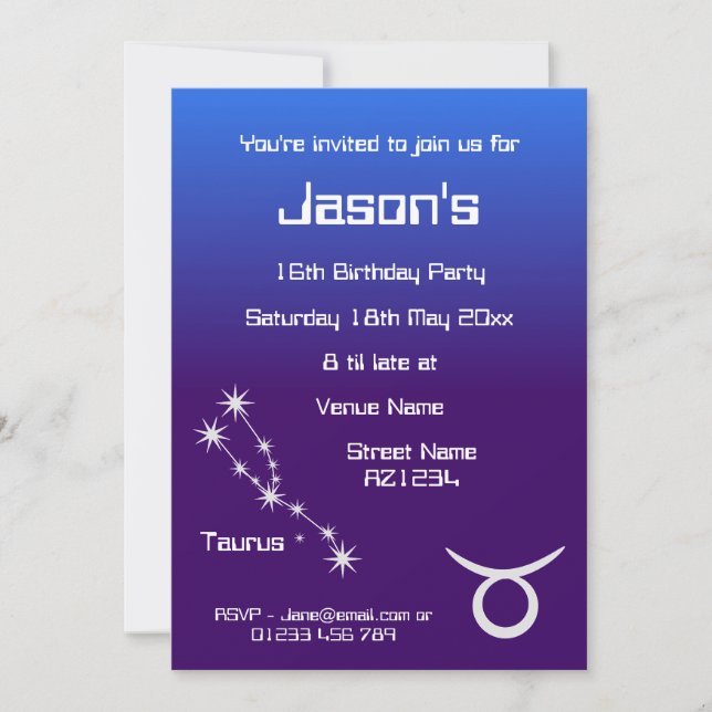 Invitación personalizada para fiesta de la galaxia (Anverso)