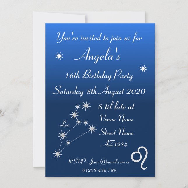 Invitación personalizada para fiesta de la galaxia (Anverso)