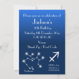 Invitación personalizada para fiesta de Sagitario
