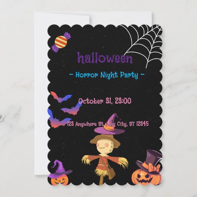 INVITACIÓN PERSONALIZADA PARA FIESTA DE TERROR DE  (Anverso)