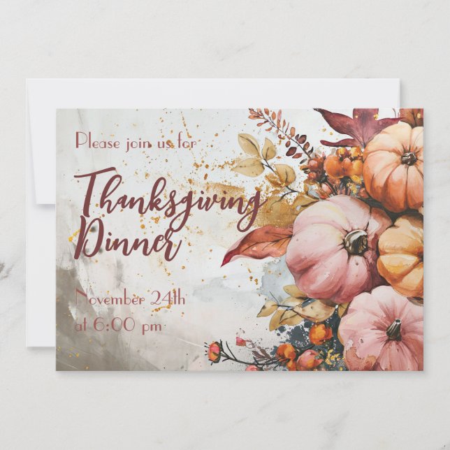 Invitación personalizada para la cena de Acción de (Anverso)