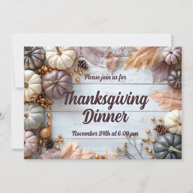 Invitación personalizada para la cena de Acción de (Anverso)