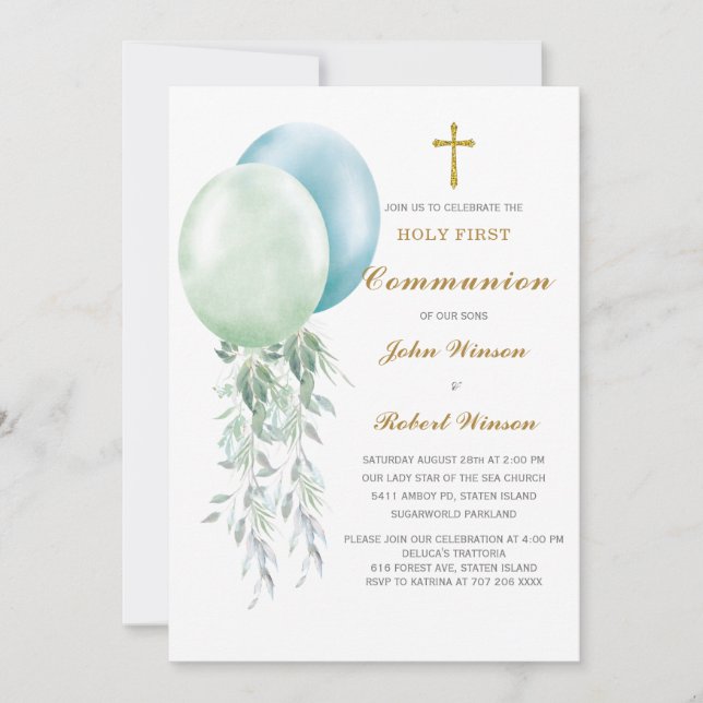 Invitación personalizada para la Primera Comunión  (Anverso)