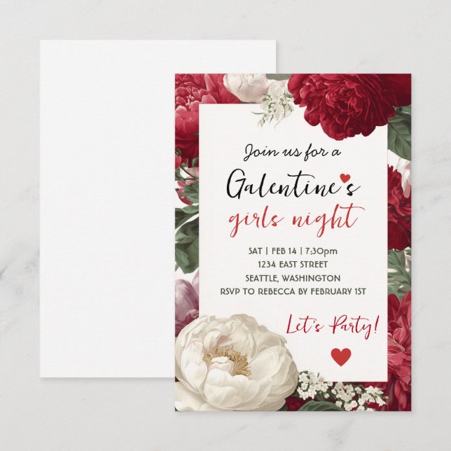 Invitación personalizada para Noche de Chicas de G (Anverso / Reverso)