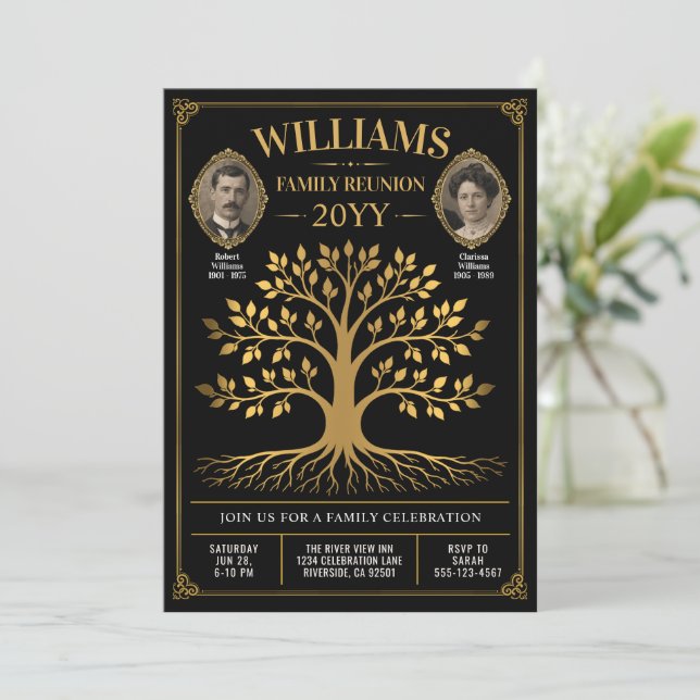 Invitación personalizada para reunión familiar, ár (Anverso de pie)