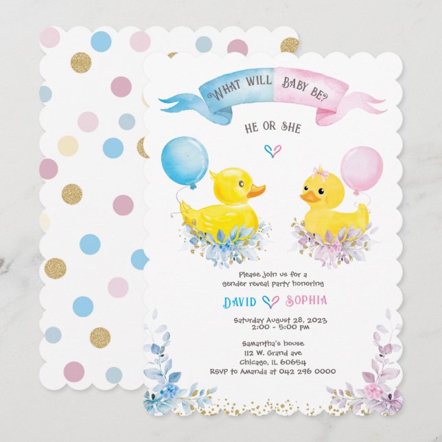 Invitación personalizada para revelar el género (Anverso / Reverso)