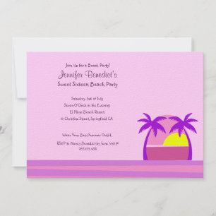 Invitación personalizada rosa para fiesta en la pl