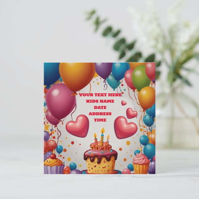 Invitación Personalizada Tarjeta de Cumpleaños (Anverso de pie)