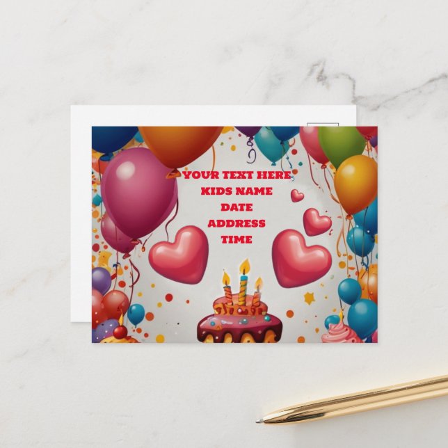 Invitación Personalizada Tarjeta de Cumpleaños (Anverso/Reverso In Situ)