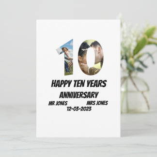 Invitación Personalizado 10 años aniversario 2 collage de fot