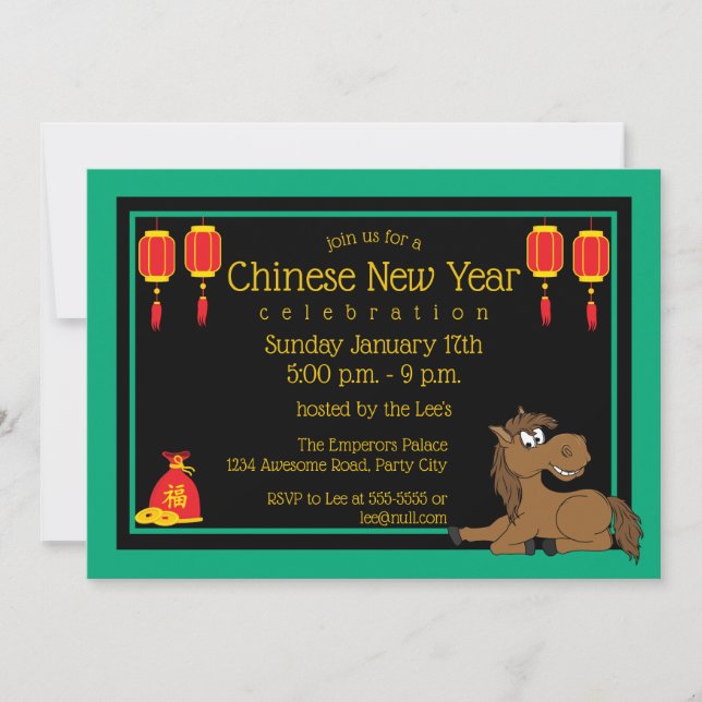 Invitación Personalizado 2026 Año Nuevo chino del caballo (Anverso)