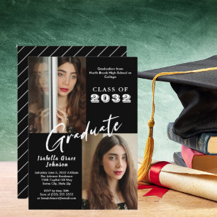Invitación Personalizado 2 Clase de Graduado de Guión Blanco