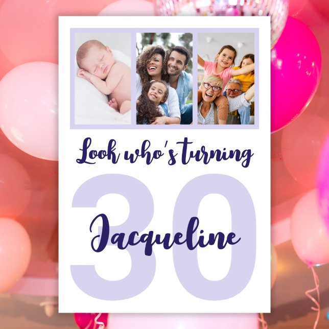 Invitación Personalizado 30.º Collage de fotos de escritura p (Subido por el creador)