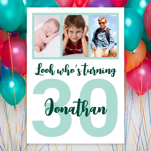Invitación Personalizado 30.º Collage de fotos de escritura v (Subido por el creador)