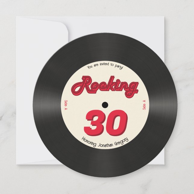 Invitación Personalizado 30.º registro de música retro de cum (Anverso)