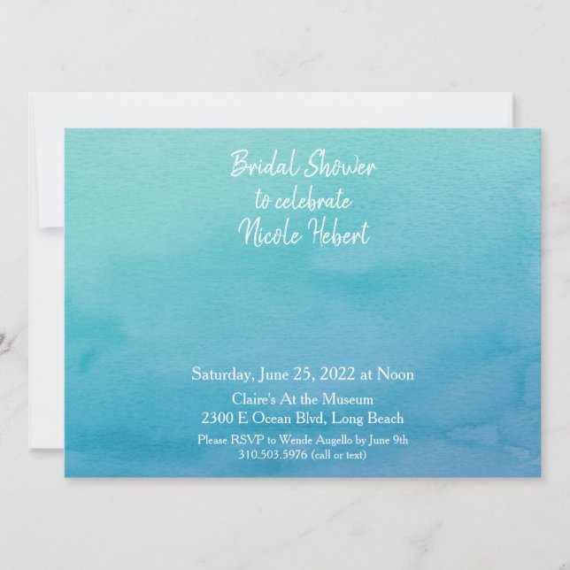 Invitación Personalizado 3 Ducha nupcial azul/Verde azulada d (Anverso)