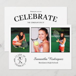 Invitación Personalizado 3 Foto Moda Emblem Partido de Gradua