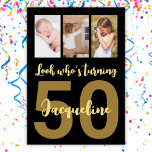 Invitación Personalizado 50.º Collage de fotos moderno de oro<br><div class="desc">Pon una sonrisa en la cara con este moderno collage de fotos de escritura de 50 años personalizado Invitación. Puedes añadir una niñez linda o lo que quieras. - Simplemente haga clic para personalizar este diseño - Para una opción amigable con el medio ambiente - elija 🔥 digital Mis promesas...</div>