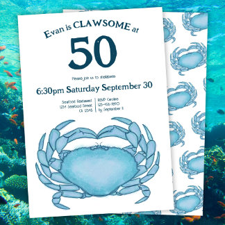 Invitación Personalizado 50.º Nacimiento Pun de cangrejo de m