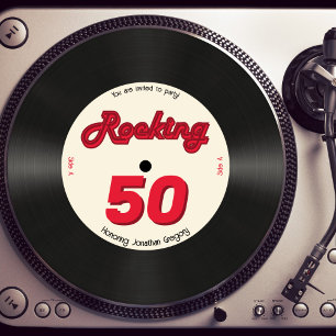 Invitación Personalizado 50.º registro de música retro de cum