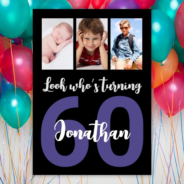 Invitación Personalizado 60.º cumpleaños Collage de fotos mod (Subido por el creador)