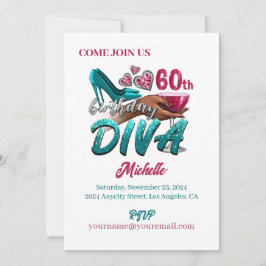 Invitación Personalizado 60.º cumpleaños de la diva negra afr