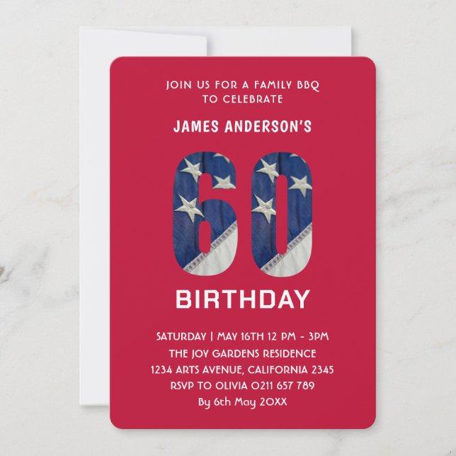 Invitación Personalizado 60.º Fiesta de barbacoa de la famili (Anverso)