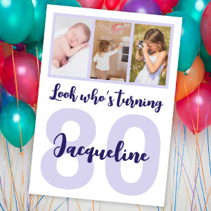 Invitación Personalizado 80.º Collage de fotos de escritura p
