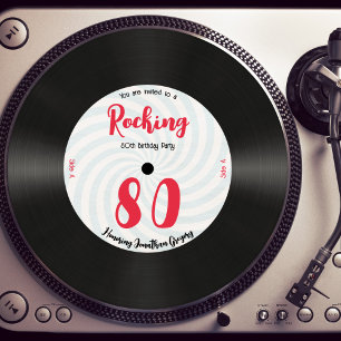 Invitación Personalizado 80.º registro de música retro de cum
