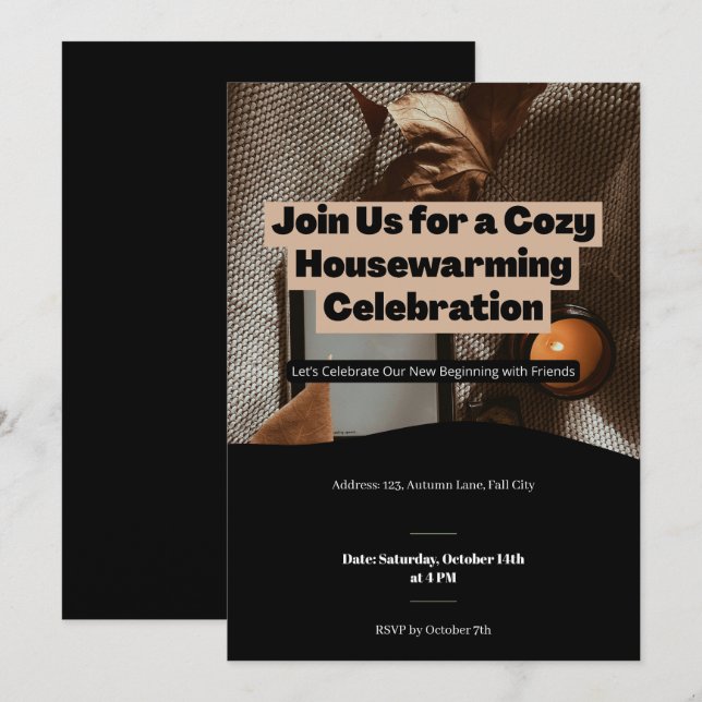 Invitación Personalizado acogedor de la celebración del calen (Anverso / Reverso)