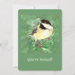 Invitación Personalizado acuarela Chickadee Bird Wildlife art