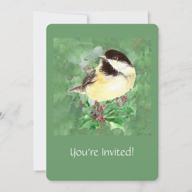 Invitación Personalizado acuarela Chickadee Bird Wildlife art (Anverso)