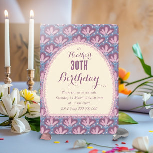 Invitación Personalizado Acuarela Floral Quirky Rosa Azul