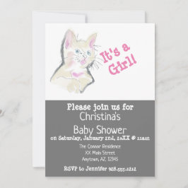 Invitación Personalizado acuarela Kitten Baby Shower