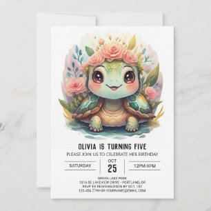 Invitación Personalizado acuática Chica de tortugas