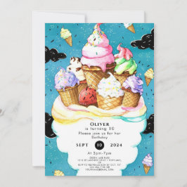 Invitación Personalizado acuático Crema de hielo mágico Cumpl