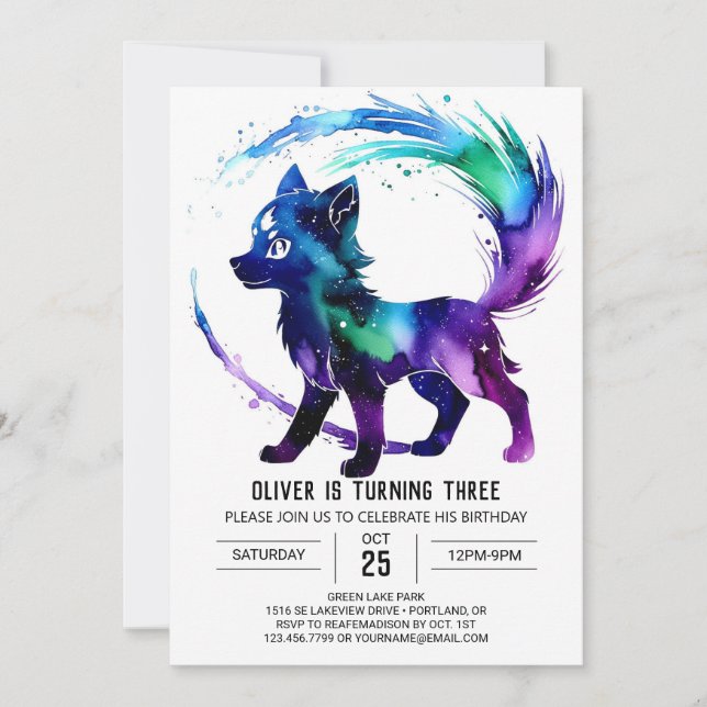 Invitación Personalizado Adorable Wolf Digital Boy Cumpleaños (Anverso)