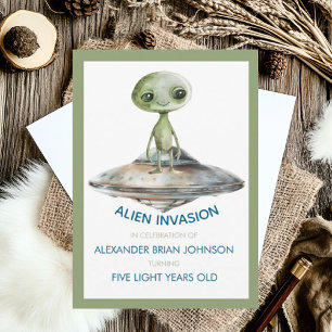 Invitación Personalizado Age Alien Invasion Outer Space Birda
