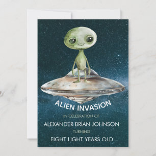 Invitación Personalizado Age Alien Invasion Outer Space Birda