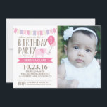 Invitación Personalizado Age Elephant Birthday Party | Cumple<br><div class="desc">Envía a tus invitados esta linda invitación para la fiesta de cumpleaños. Personaliza los globos con la edad.</div>
