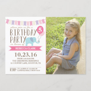 Invitación Personalizado Age Elephant Birthday Party   Cumple