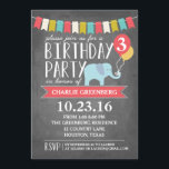 Invitación Personalizado Age Elephant Birthday Party | Cumple<br><div class="desc">Envía a tus invitados esta linda invitación para la fiesta de cumpleaños. Personaliza los globos con la edad.</div>