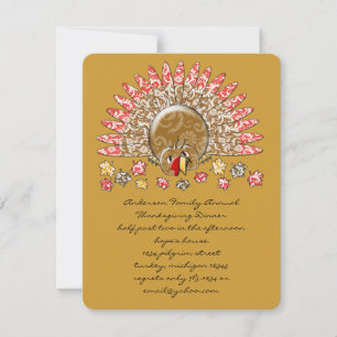 Invitación Personalizado amable Acción de Gracias Turquía