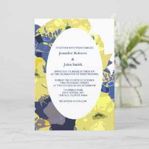 Invitación Personalizado amarillo floral azul blanco Artsy Cu