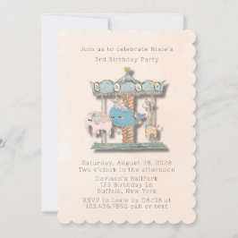 Invitación Personalizado Animales Carousel Birthday Party